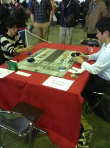 Local player Ryosuke Nomura takes on Kenji Tsumura on day 2