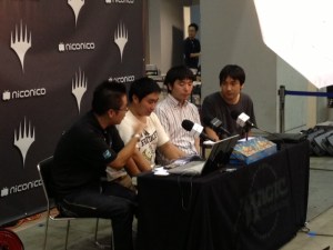Nomura being interviewed on NicoNico Douga after the semifinals